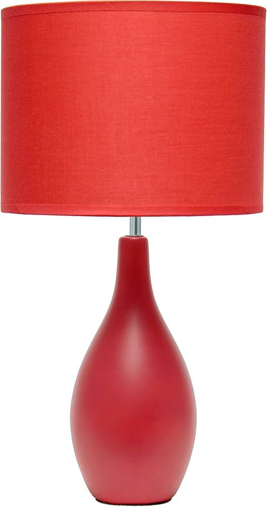Simple Designs LT2002-RED Oval Bowling Pin Base Ceramic Table Lamp, Red | Amazon (US)