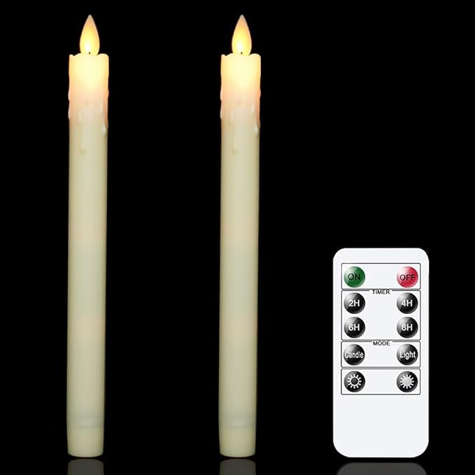 Amazon.com: Vtobay Flameless Battery Taper Candles with Remote Timer,LED Flickering Moving Wick R... | Amazon (US)