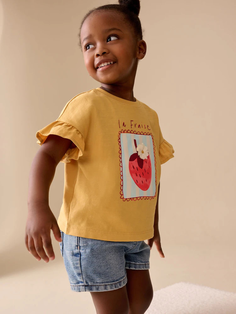 Ochre Yellow Strawberry Short Sleeve T-Shirt (3mths-7yrs) | Next US