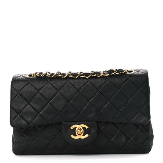 Lambskin Quilted Small Double Flap Black | FASHIONPHILE (US)