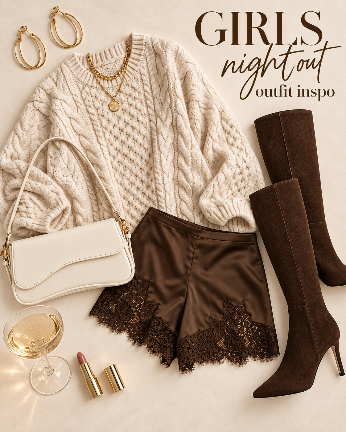 Count me in for girls night out in this awesome outfit. I loveeee the lace short detail. The sweater goes perfectly for an inbetween seasons outfit  

 #LTKgrwm #LTKootd #LTKSeasonal