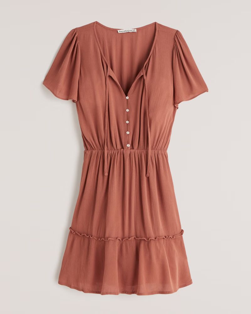 Easy Waist Tiered Mini Dress | Abercrombie & Fitch (US)
