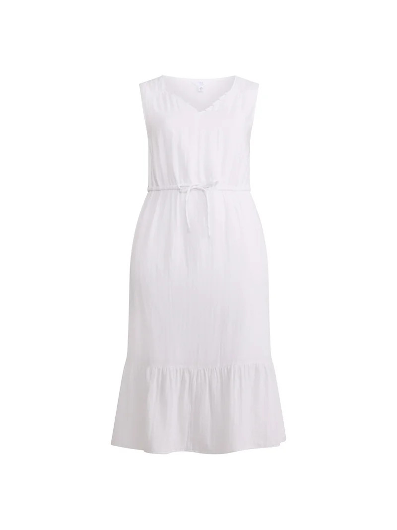 Time and Tru Women's Double Cloth Sleeveless Midi Dress, Sizes XS-XXXL | Walmart (US)