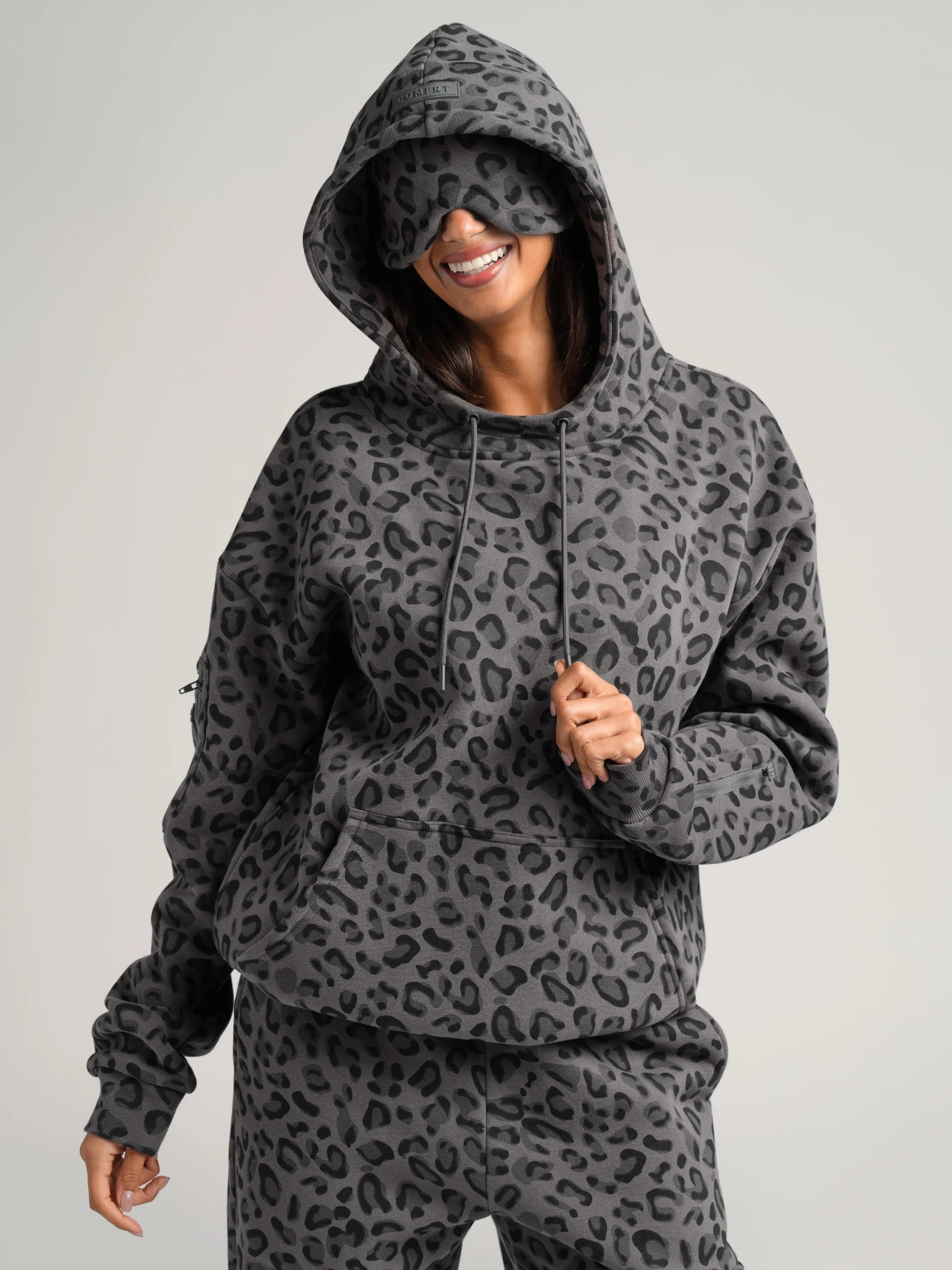 Comfrt Airplane Mode Travel Hoodie | Panther | Oversized | L | Large | Comfrt