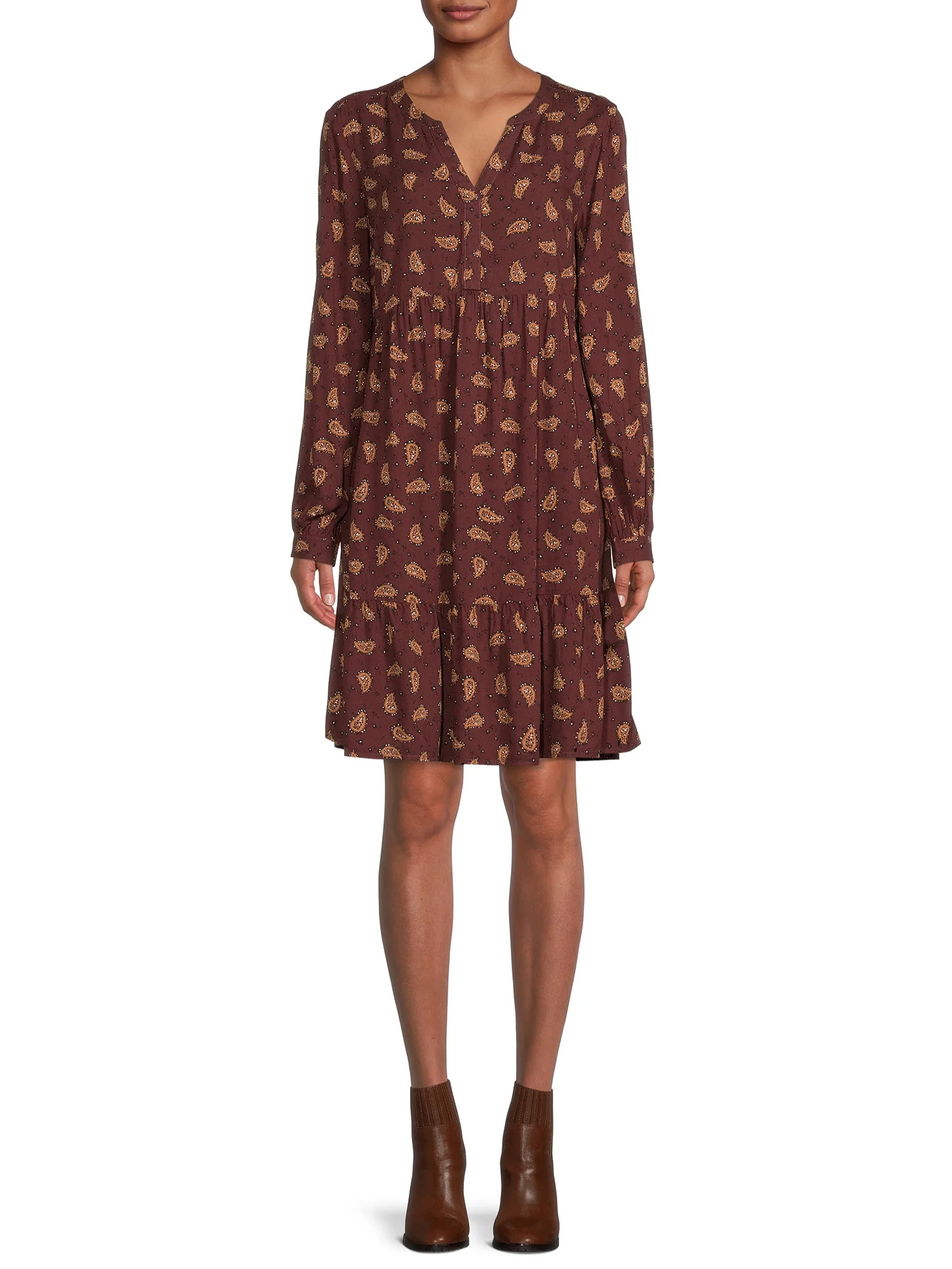 BeachLunchLounge Printed Alessi Tiered Babydoll Dress, Womens - Walmart.com | Walmart (US)