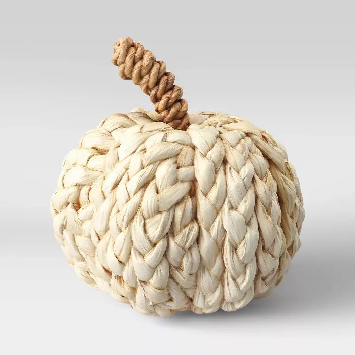 5" x 4.7" Woven Corn Husk Pumpkin Figurine Cream - Threshold™ | Target