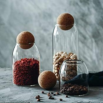 MOLFUJ 750ML/25Oz Glass Storage Container with Ball Cork, Cute Decorative Organizer Bottle Canist... | Amazon (US)