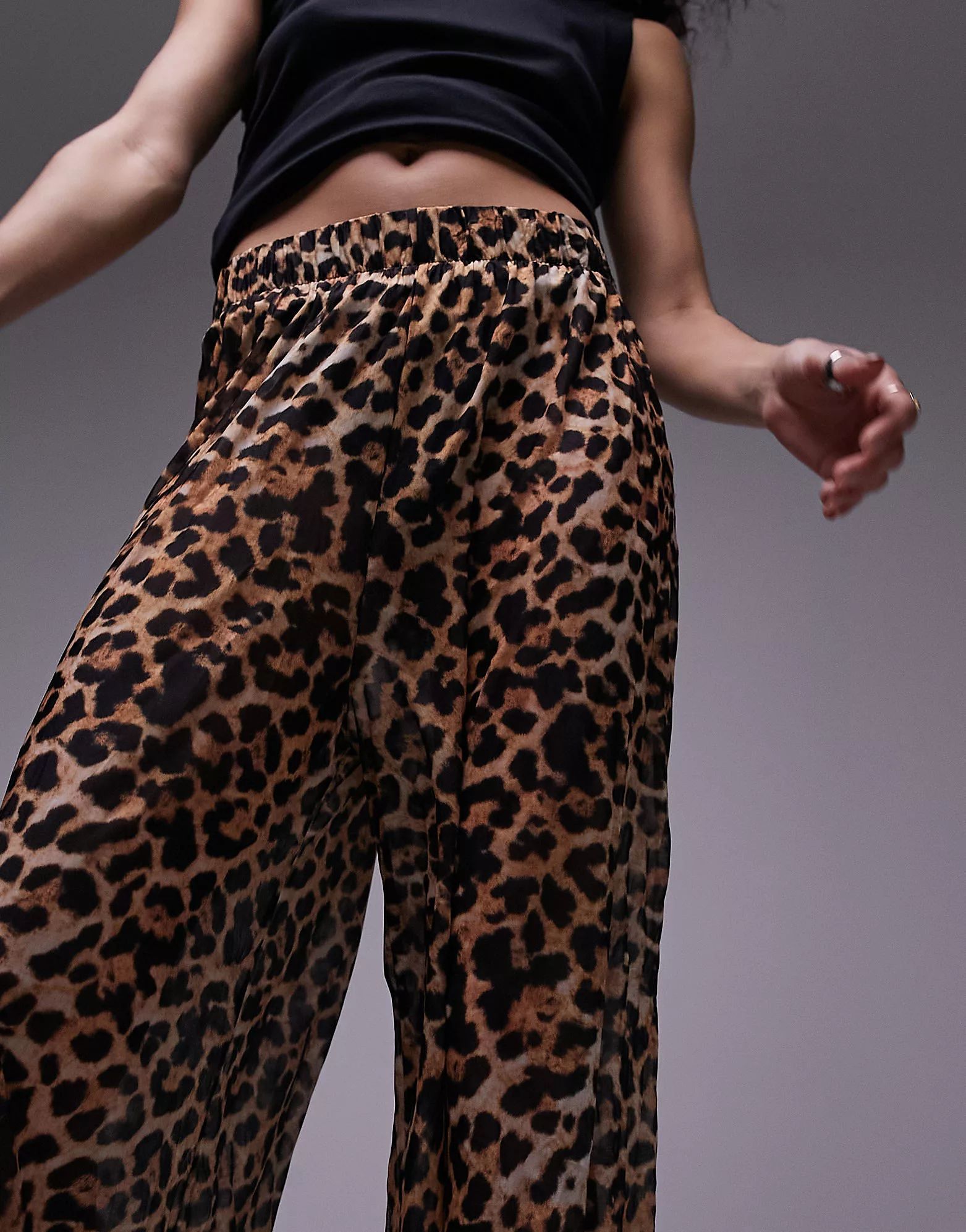 Topshop leopard print crinkle trouser in brown | ASOS (Global)