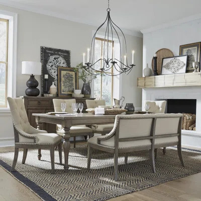 Aisja 6 Piece Dining Table Set w/ 4 Upholstered Chairs & 1 Bench | Wayfair North America