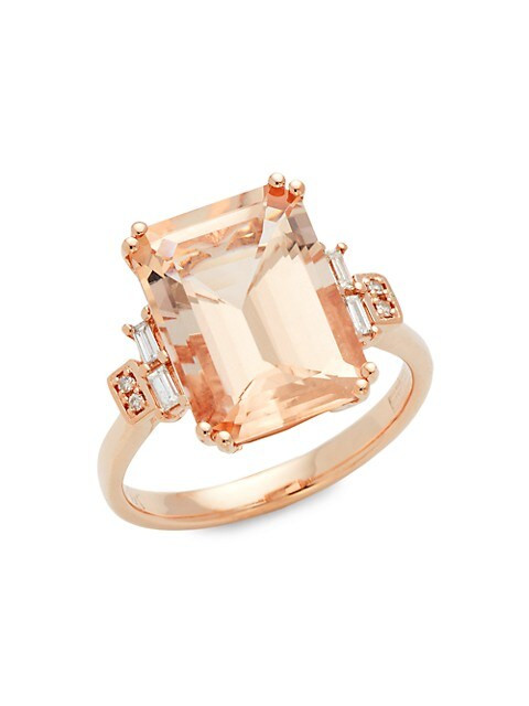 14K Rose Gold, Morganite & Diamond Ring/Size 7 | Saks Fifth Avenue OFF 5TH