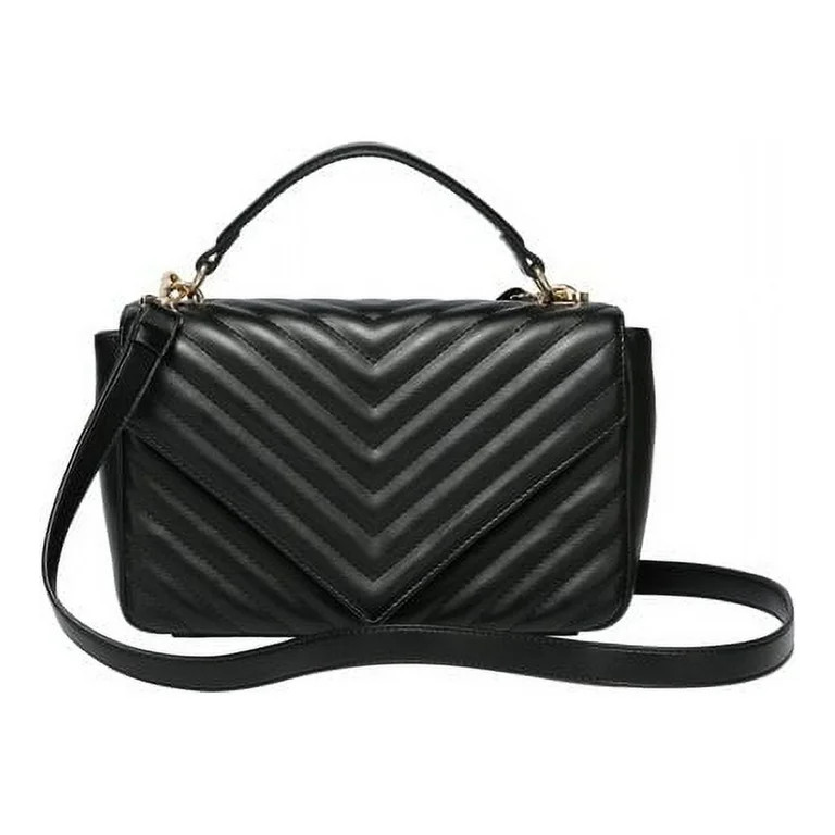 Daisy Rose Women's Quilted Top Handle Shoulder Cross body bag for Women - PU Vegan Leather - Blac... | Walmart (US)