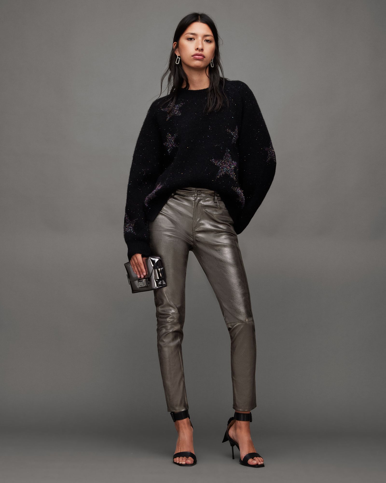 AllSaints Ina Leather Metallic Pants | AllSaints US