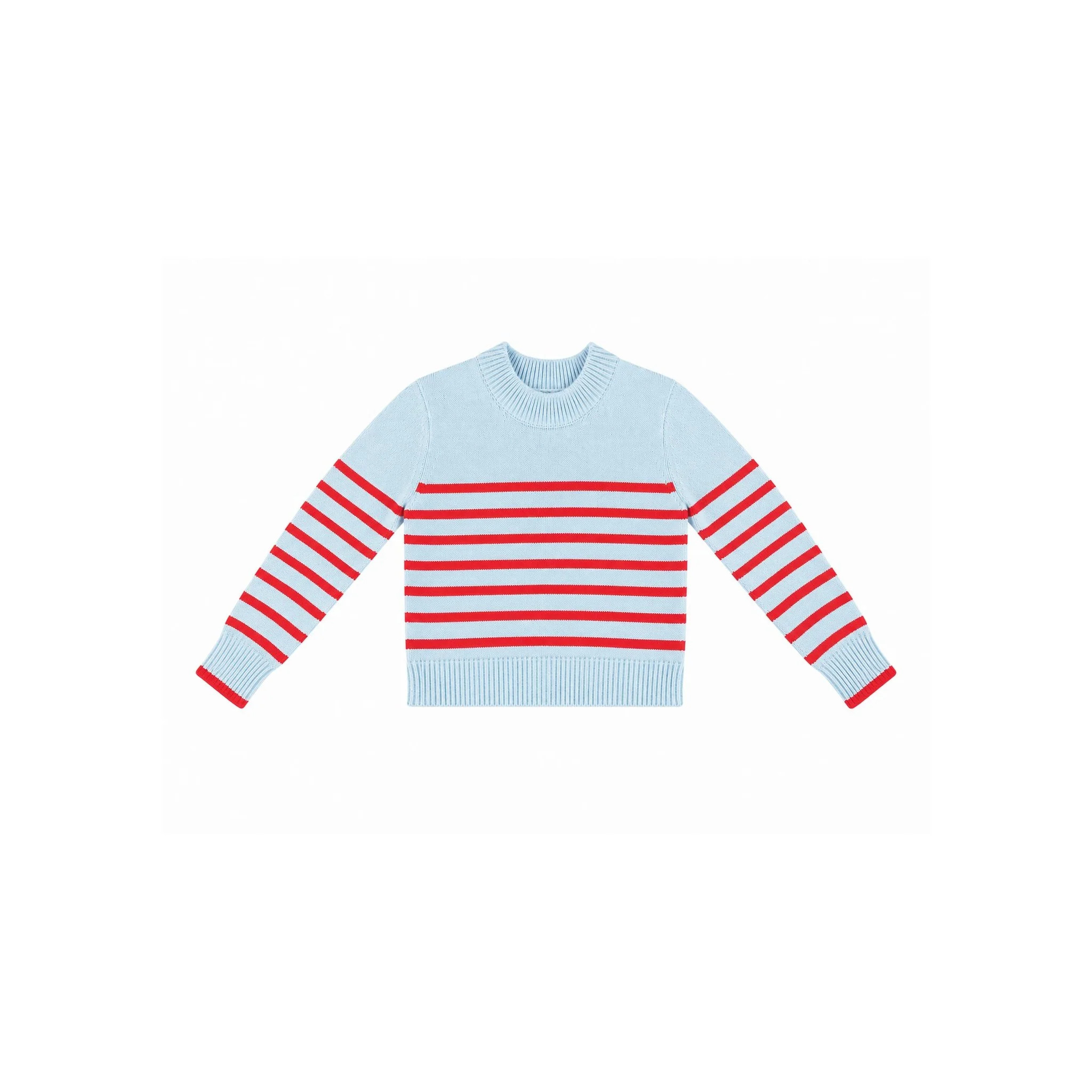 Light Blue Berry Striped Sweater | Cotton Stripe Sweater | tutto | tutto
