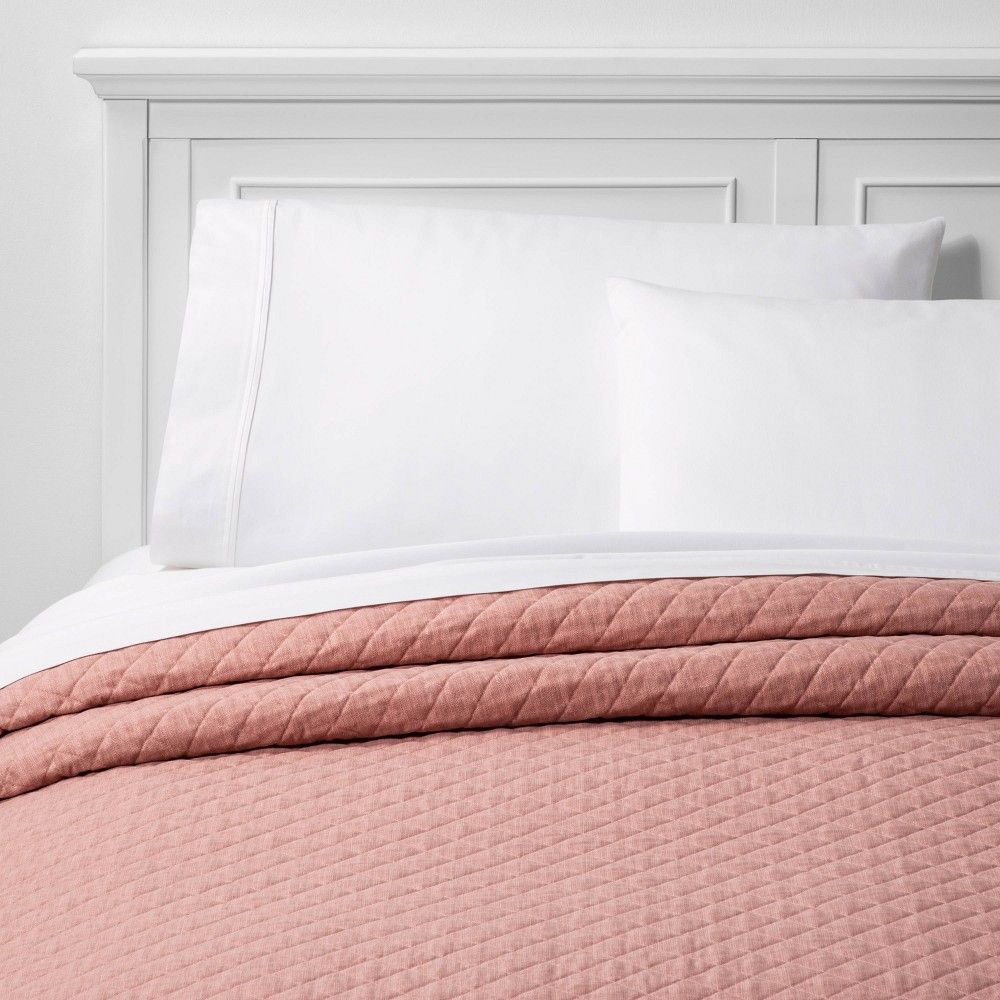 Full/Queen Family Friendly Solid Quilt Pink - Threshold | Target