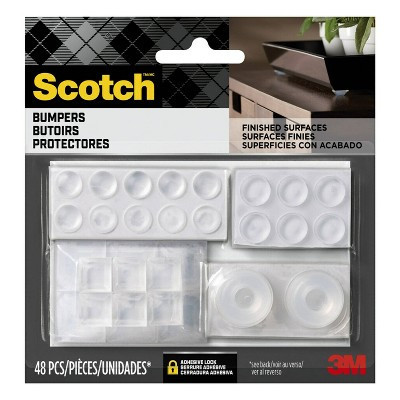 Scotch 48pk Bumpers Value Pack: Adhesive Mounted Clear Plastic Door Bumpers, 0.5" Thickness, 0.5" Width, 0.2" Length | Target