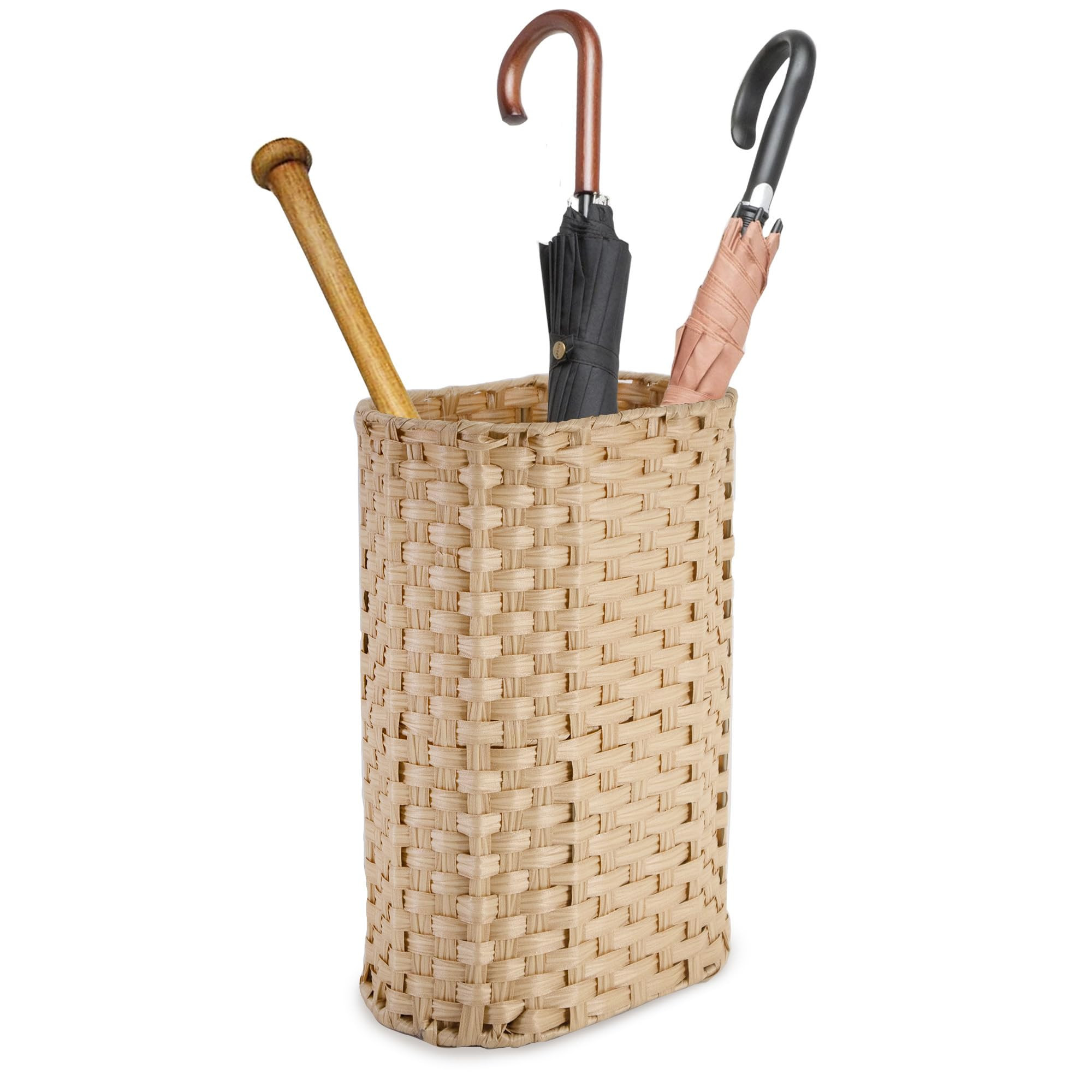PEMAR Wicker Umbrella Holder, Hand Woven Umbrella Stand Basket Decorative Cane Holder Rack for Ho... | Amazon (US)