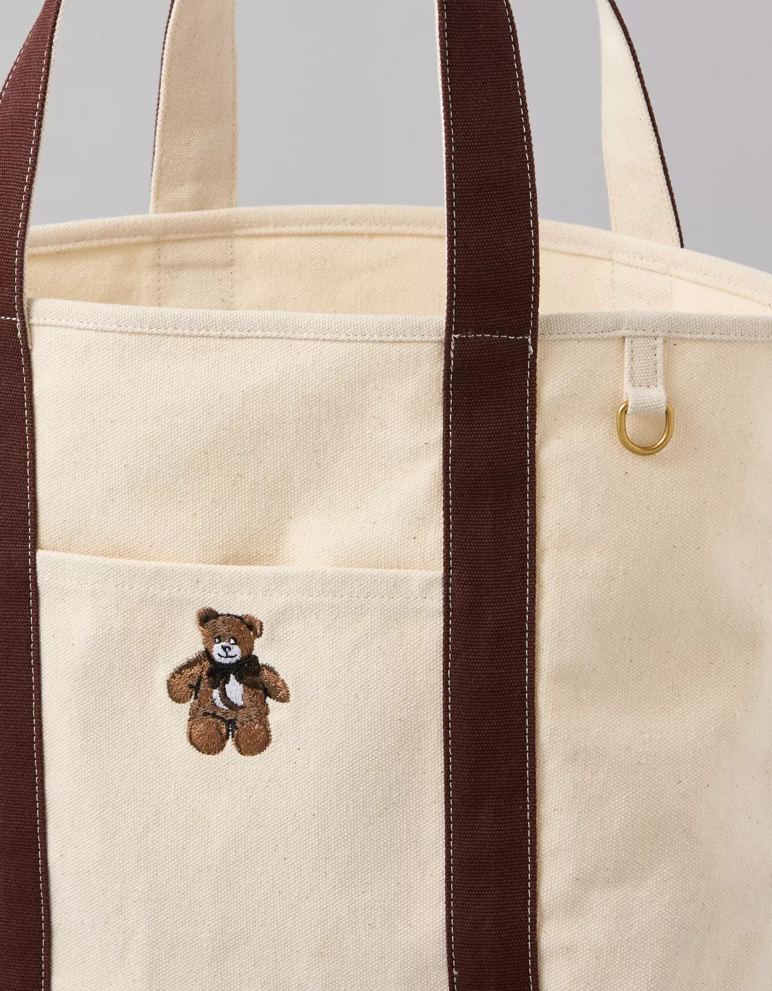 AE Cotton Canvas Teddy Tote Bag | American Eagle Outfitters (US & CA)