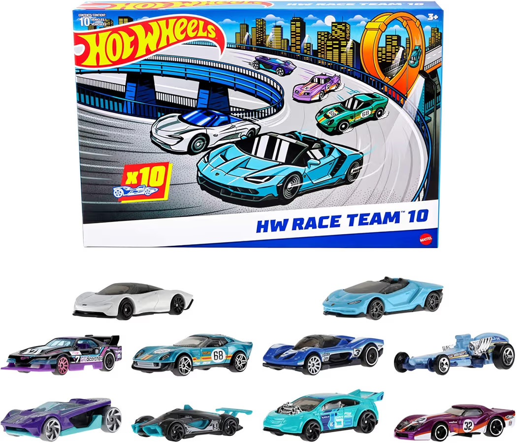 Hot Wheels 10-Pack of Toy Race Cars, Includes 1:64 Scale Corvette, Lamborghini, McLaren Originals... | Amazon (US)