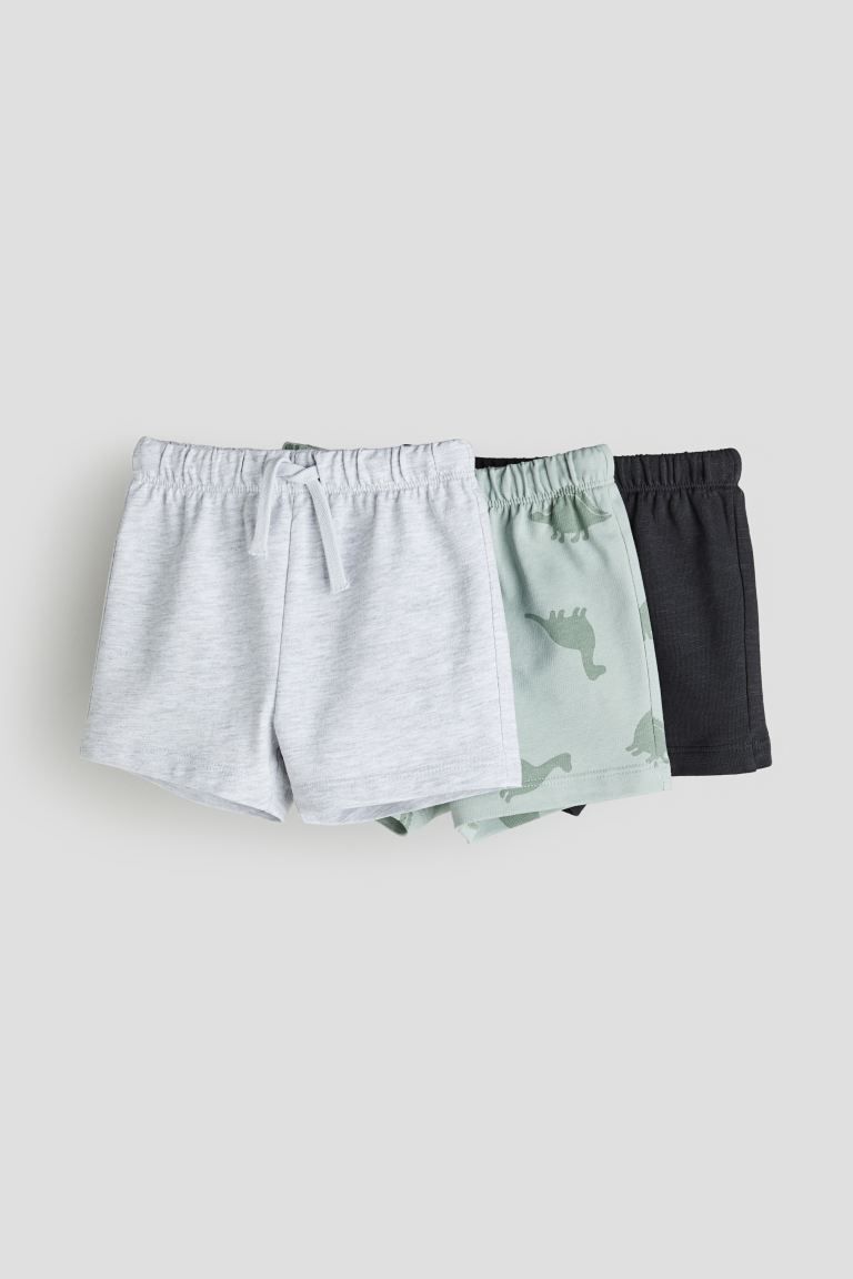 3-pack Sweatshorts - Dark gray/light green - Kids | H&M US | H&M (US + CA)