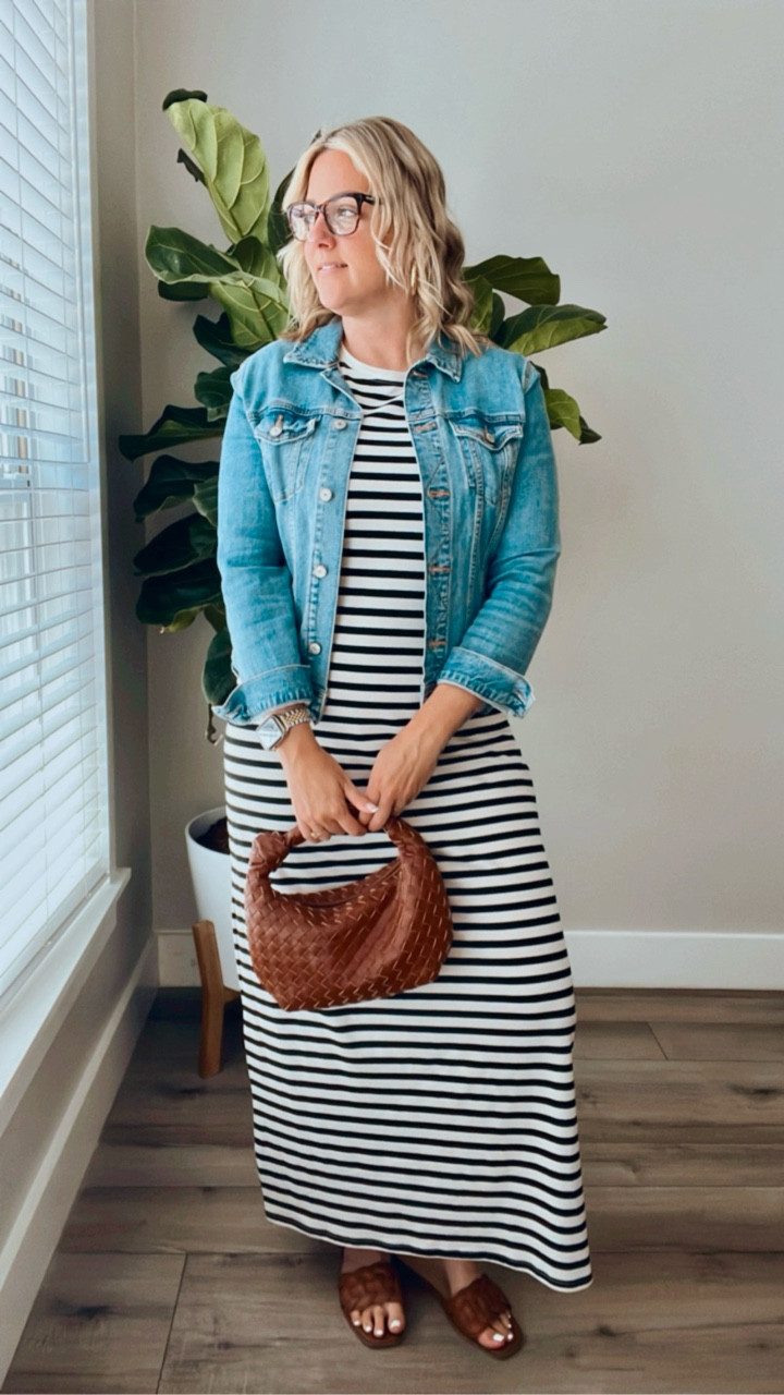 Meet the Teacher, but make it chic ✏️📚

Striped maxi + denim jacket = my go-to for effortless style.  Paired with woven accessories to keep it casual yet polished for back-to-school.

#MeetTheTeacherOutfit #BackToSchoolStyle #TeacherOOTD #MidsizeFashion #Over40Style #EverydayOutfits #FallTransitionOutfit #AffordableStyle #LTKOutfit #OOTDInspo #teacheroutfit

#LTKFindsUnder50 #LTKMidsize #LTKStyleTip