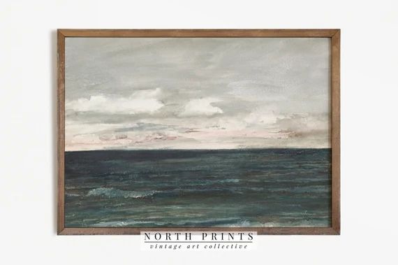 Vintage Seascape Painting | Dark Blue Ocean Antique Art PRINTABLE #101 | Etsy (US)