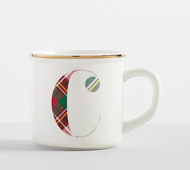 Stewart Plaid Alphabet Handcrafted Stoneware Mug | Pottery Barn (US)