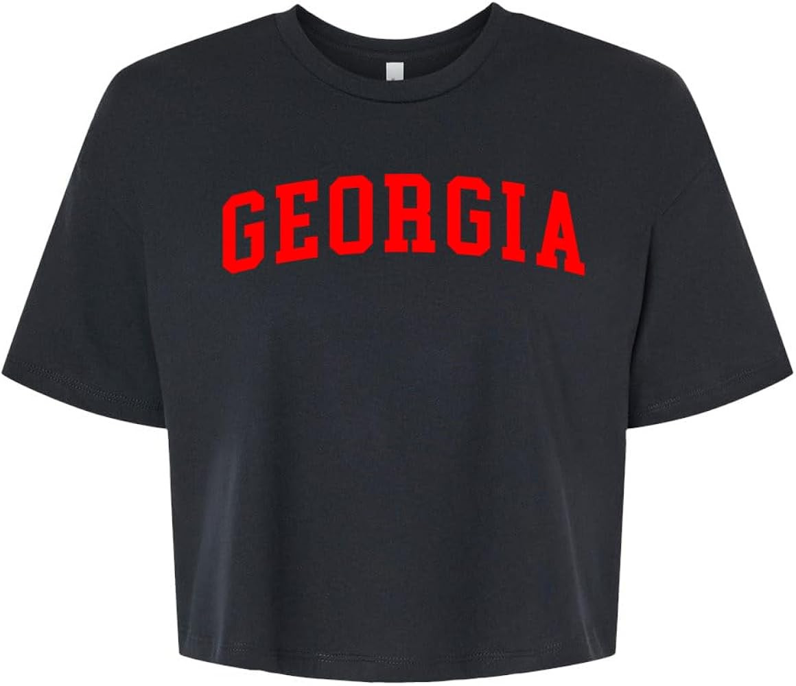 Trenz Shirt Company UGA Womens Georgia Football Varsity Georgia Womens Fit Jersey Crop Tee | Amazon (US)