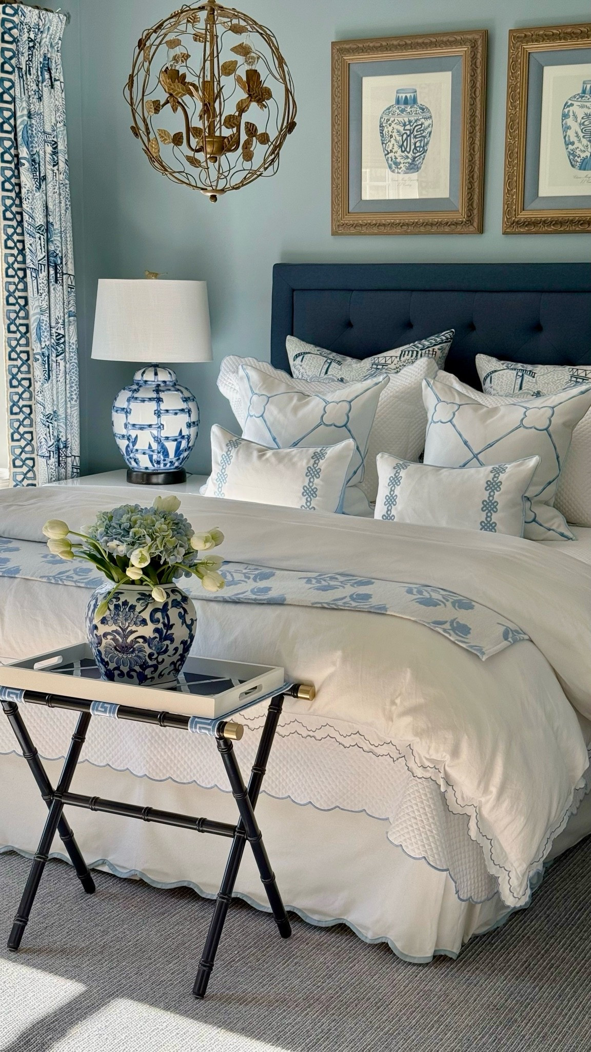Blue headboard