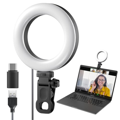 Meyin Ring Light Clip on Laptop Monitor, Webcam Light 10 Brightness Level Video Conference Lighting for Remote Working/Zoom Calls/Self Broadcasting/Live Streaming/Video Recording/TikTok | Amazon (US)