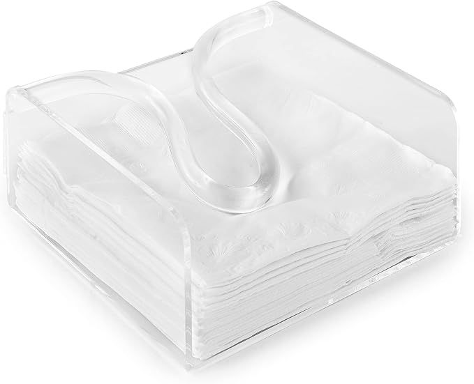 Huang Acrylic Clear Square Bow-Rod Paper Napkin Holder with Weighted Arm | For Cocktails, Hosting... | Amazon (US)
