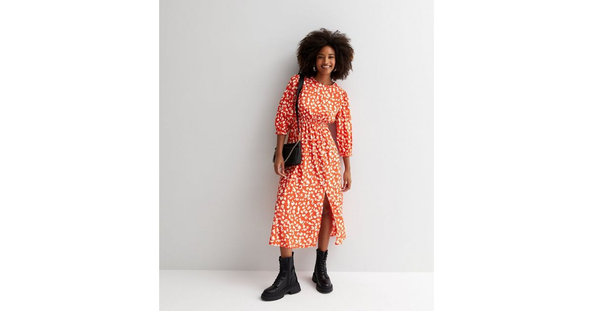 Red Leopard Print Crepe Midi Smock Dress
						
						Add to Saved Items
						Remove from Saved ... | New Look (UK)