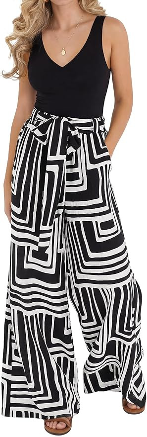 BTFBM Two Piece Sets For Women Summer 2026 Spring Outfits Casual Sleeveless Wide Leg Pants Sets B... | Amazon (US)