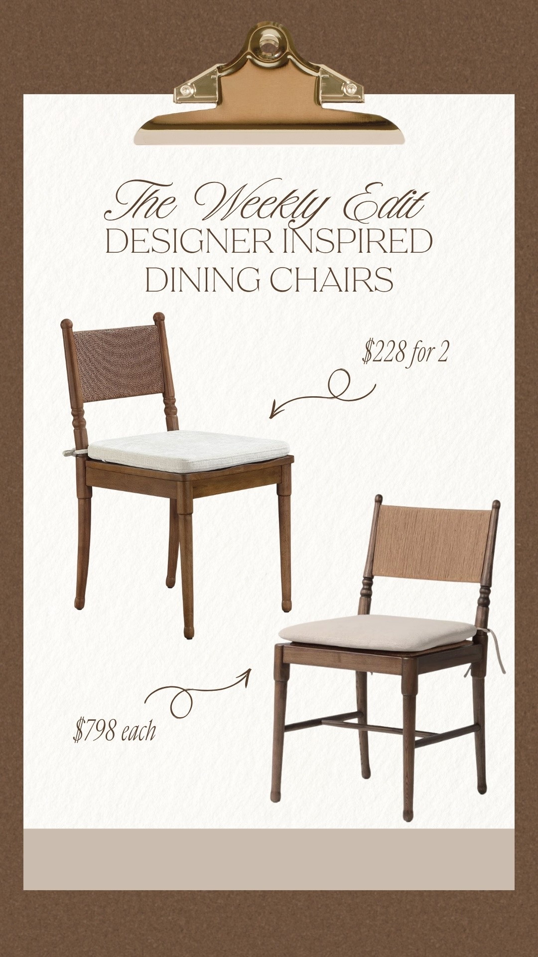 I wanted these chairs so bad & they were almost $800! & today I find these for $228 for a set of 2!

#diningchairs #chairs #walmart #walmarthome #lookforless #designerinspired #lookforless