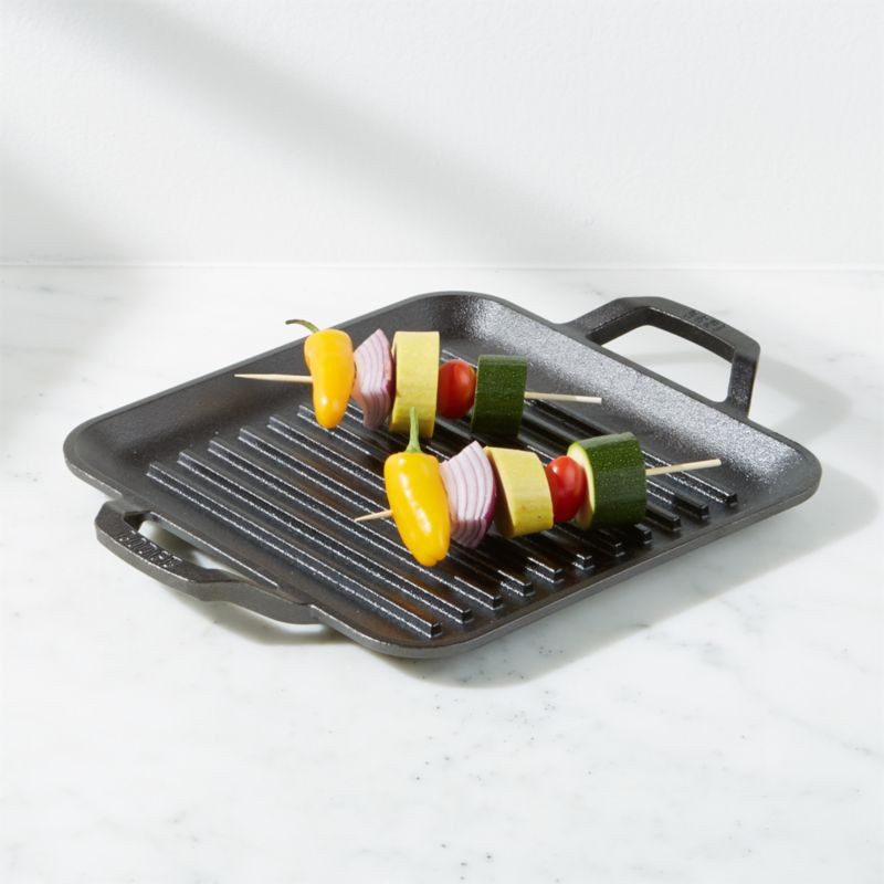 Lodge Chef Collection 11" Seasoned Cast Iron Square Grill Pan + Reviews | Crate & Barrel | Crate & Barrel