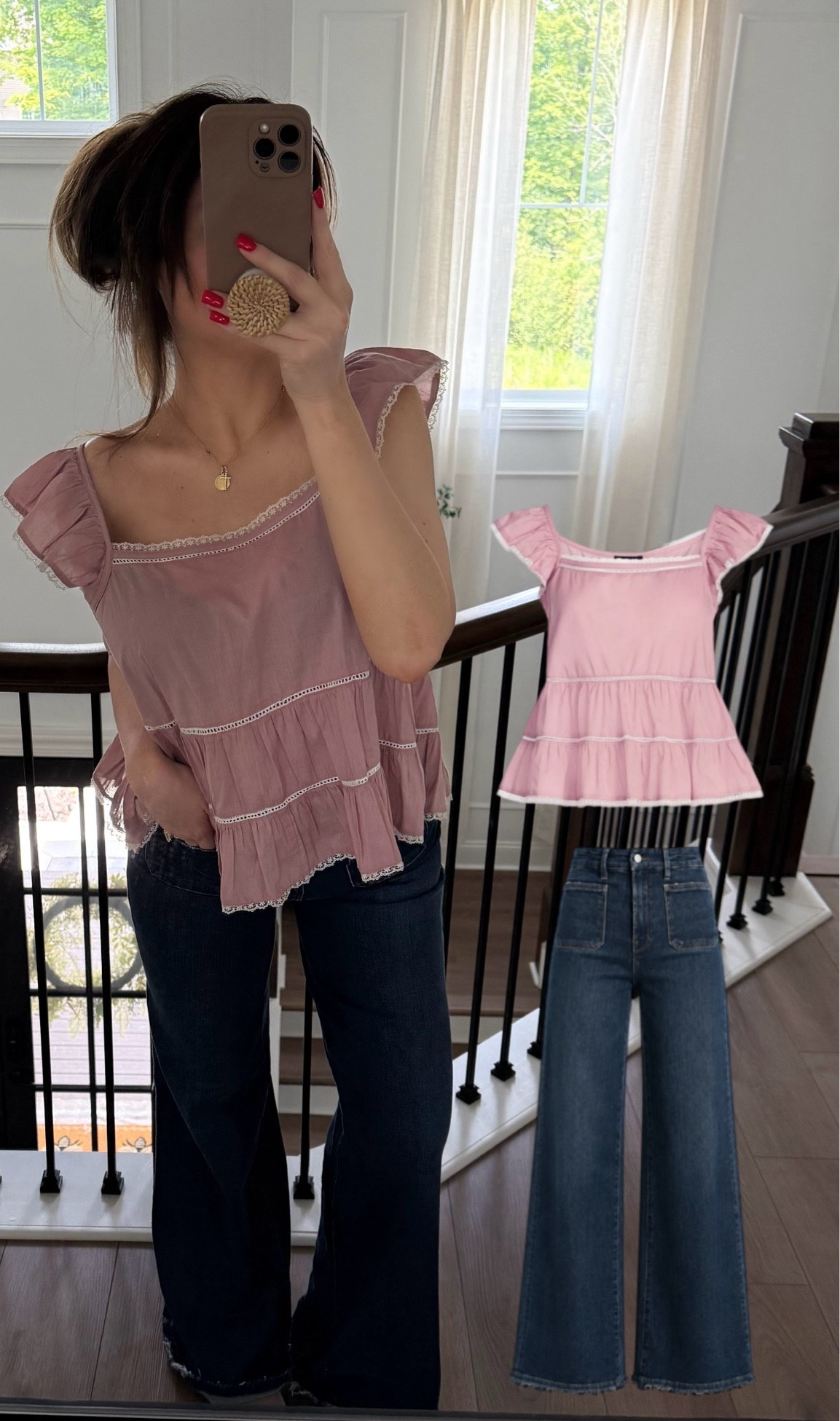 These jeans!!!! SO SO good! Runs true to size. Long length and so flattering! 
Top is true to size 💗

#LTKU #LTKgrwm #LTKootd