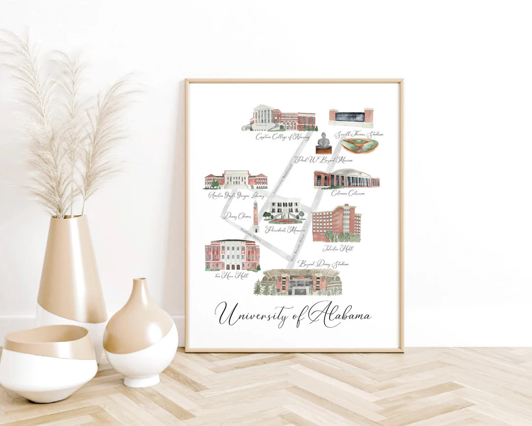 Custom Watercolor Map, custom map of hometown, map of college campus, graduation gift, anniversar... | Etsy (US)