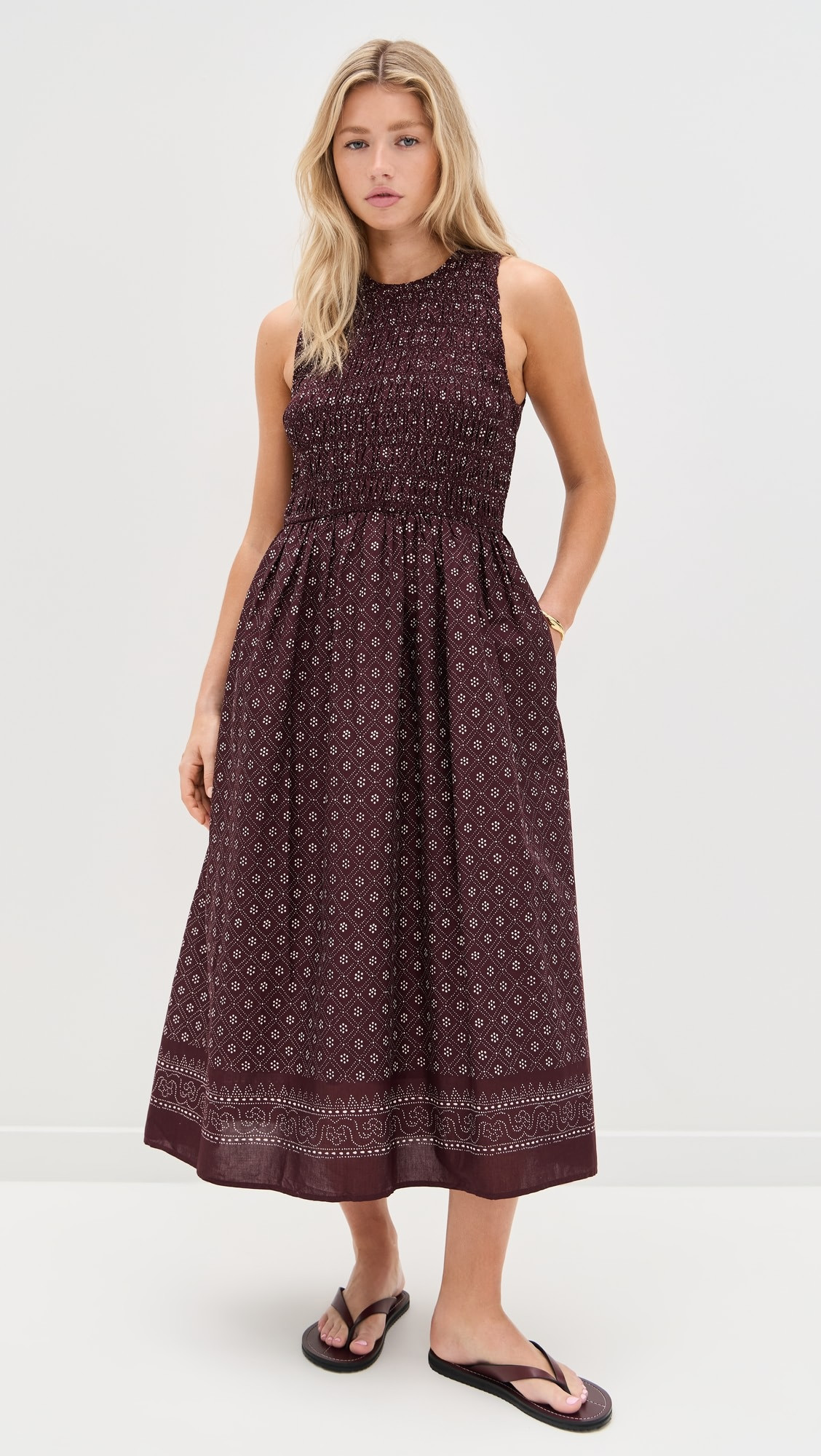 The Melody Scoop Back Smocked Midi Dress | Shopbop