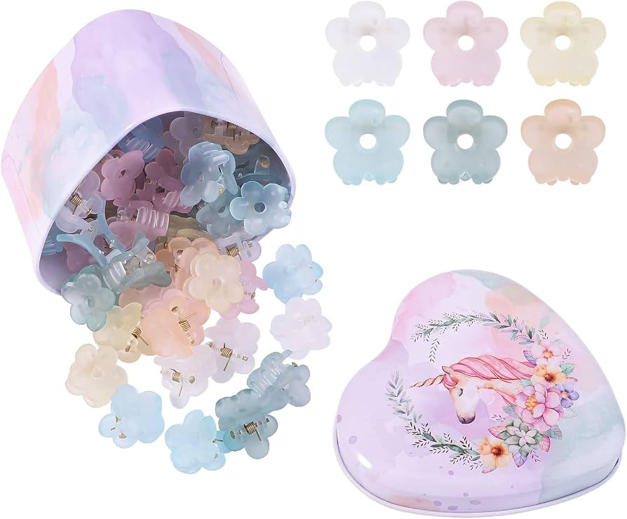 48Pcs Small Hair Claw Clips, Mini Hair Clips No-Slip Grip Jaw Clips Mix Colored Flower Hair Acces... | Amazon (US)