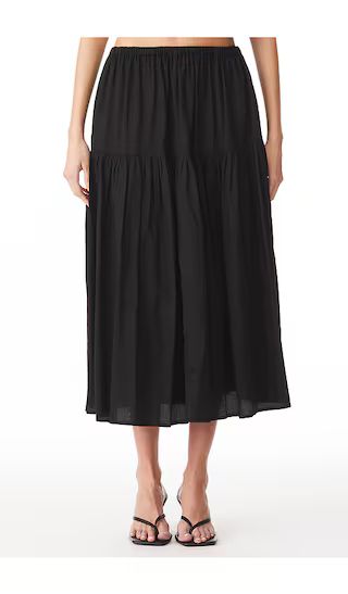 Cool Cotton Tiered Skirt in Black | Revolve Clothing (Global)