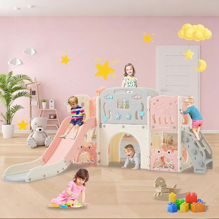 11-in-1 Multi-Activity Toddler Playset with Slide, Basketball Hoop & Telescope - Indoor/Outdoor P... | Amazon (US)