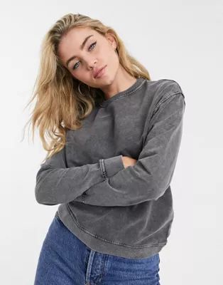 Topshop acid wash sweatshirt two-piece in charcoal | ASOS (Global)