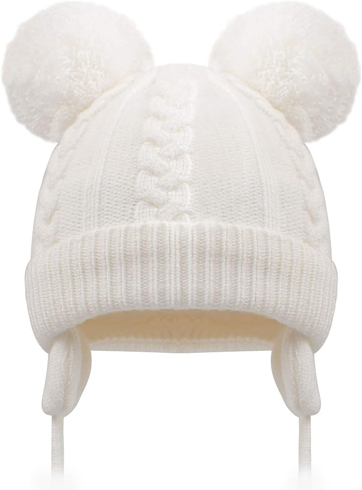 Baby Beanie with Pom-pom Ears Newborn Earflap Hat for Toddler Boys Girls | Amazon (US)