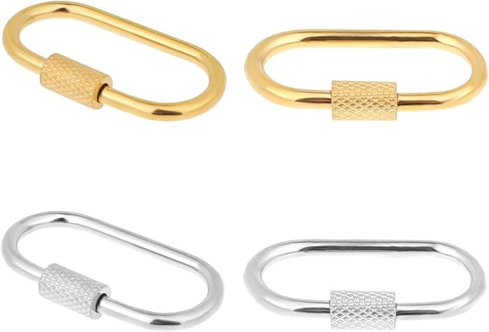 4 Pcs Small Locking Carabiner Screw Lock Carabiner Brass Screw Lock Clip Oval Lock Key Clasps Sta... | Amazon (US)