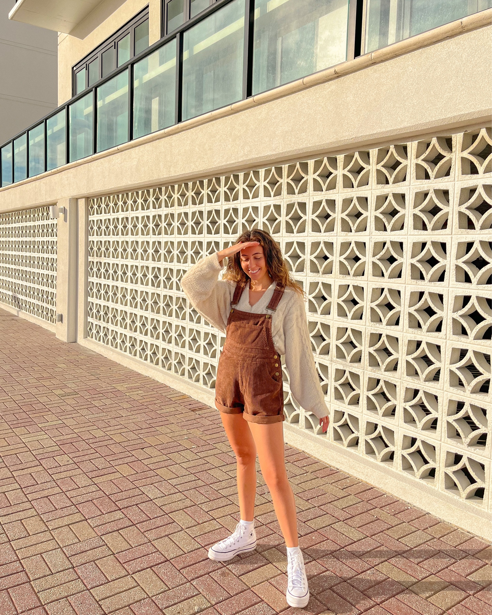 Fall / Winter Casual Outfit of the Day; Brown Overalls, Rory Gilmore Sweater, Converse Platform High Tops

#LTKstyletip