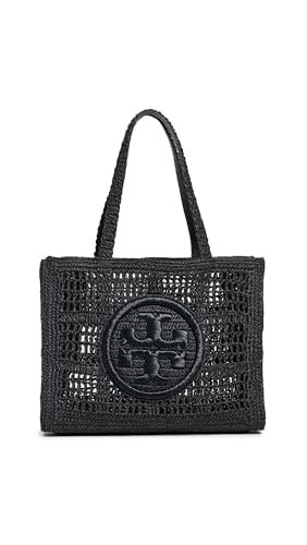 Tory Burch Women's Ella Hand Crocheted Small Tote, Black, One size | Amazon (US)
