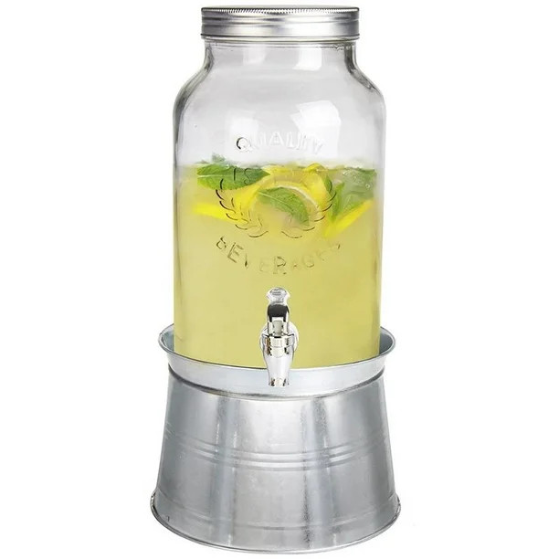 Estilo Glass Mason Jar Dispenser | Drink Dispenser with Spigot (Leak Free) and Ice Bucket Stand |... | Walmart (US)