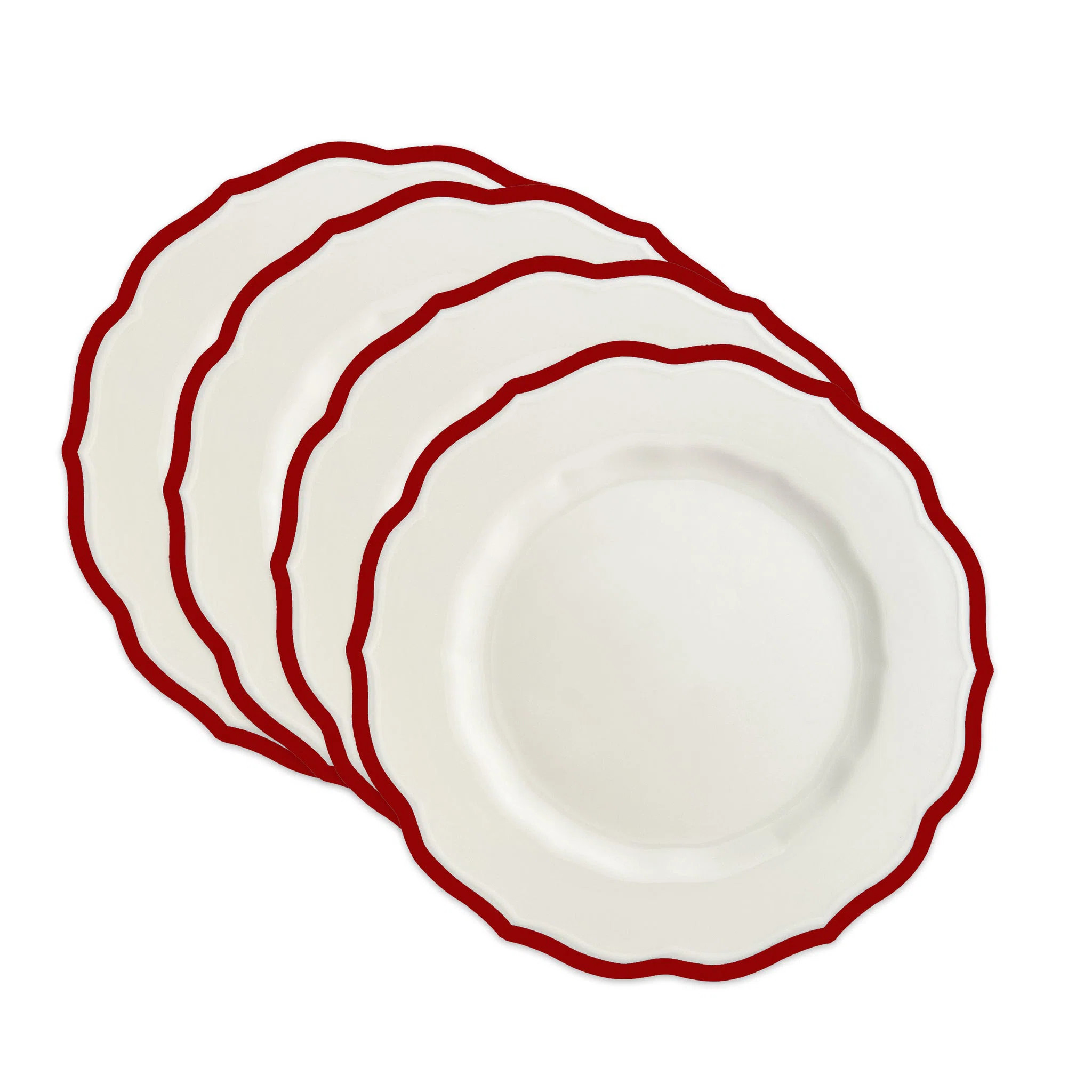 Stella Scalloped Crimson Salad Plates Porcelain (set of 4) (Set of 4) | Wayfair North America