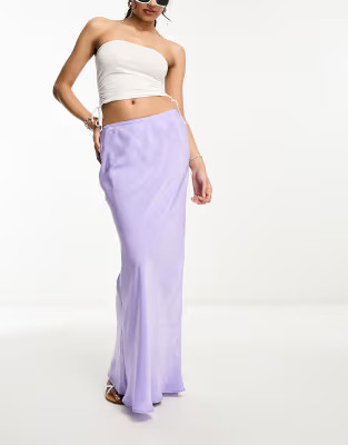 River Island satin bias midi skirt in lilac | ASOS | ASOS (Global)