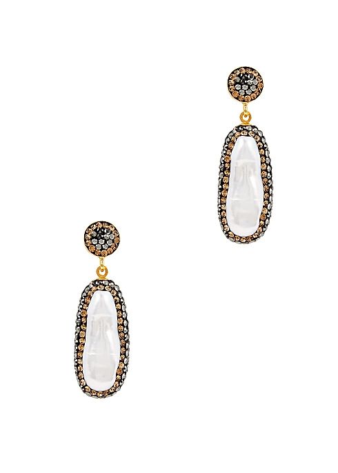 Baroque Pearl 18kt gold-plated drop earrings | Harvey Nichols 