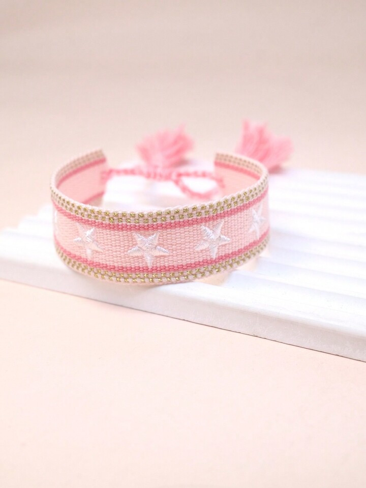 1pc Embroidered Five-Pointed Star Handmade Braided Bracelet | SHEIN